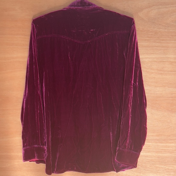 Sundance velvet button up shirt women's size XL western fuchsia pockets collar - Picture 4 of 6